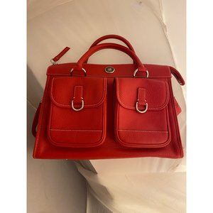 New Dooney & Burke red leather satchel double pocket tote medium m